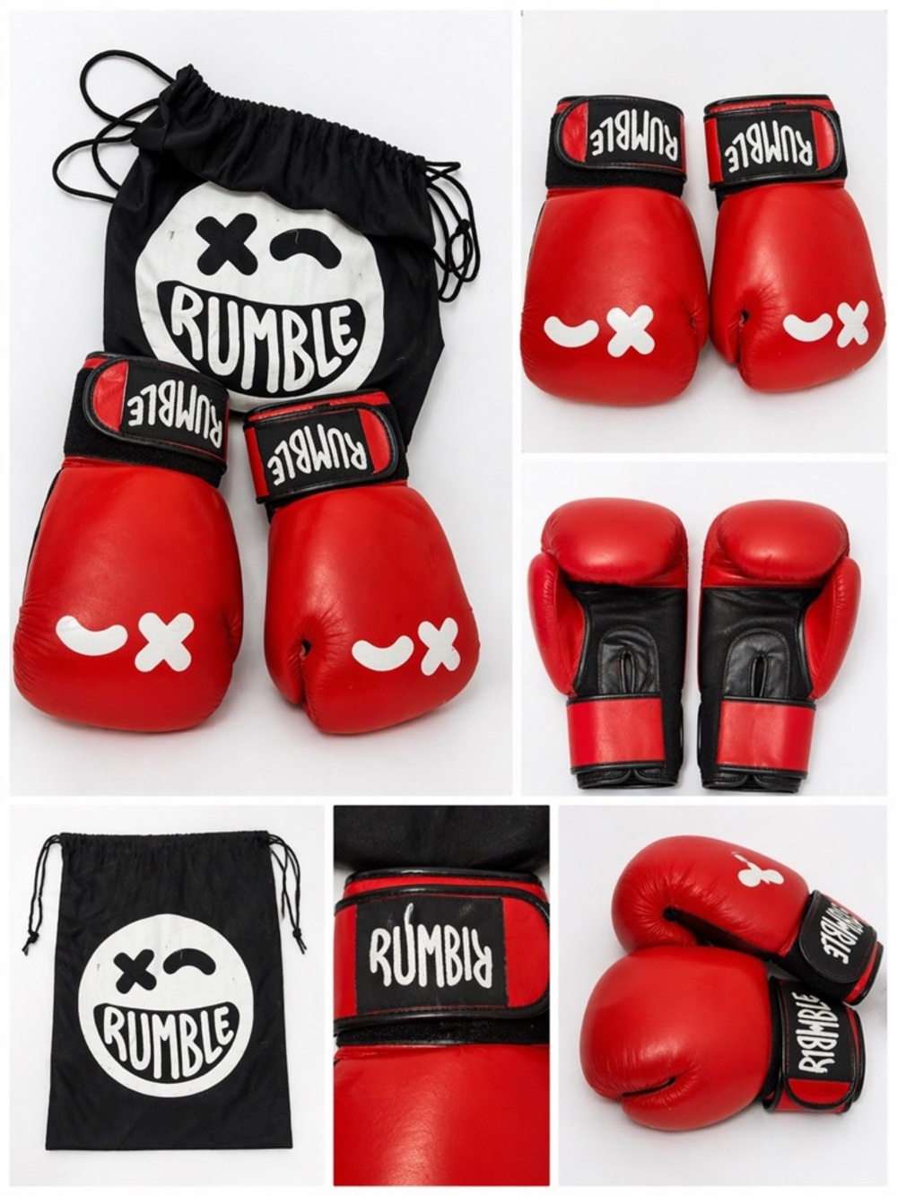 Red Boxing Gloves with Drawstring Bag